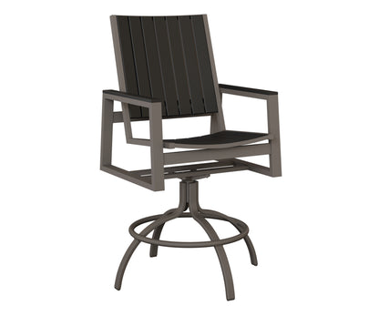 Berlin Gardens Vida Poly Swivel Bar Chair in Graphite, Black slats