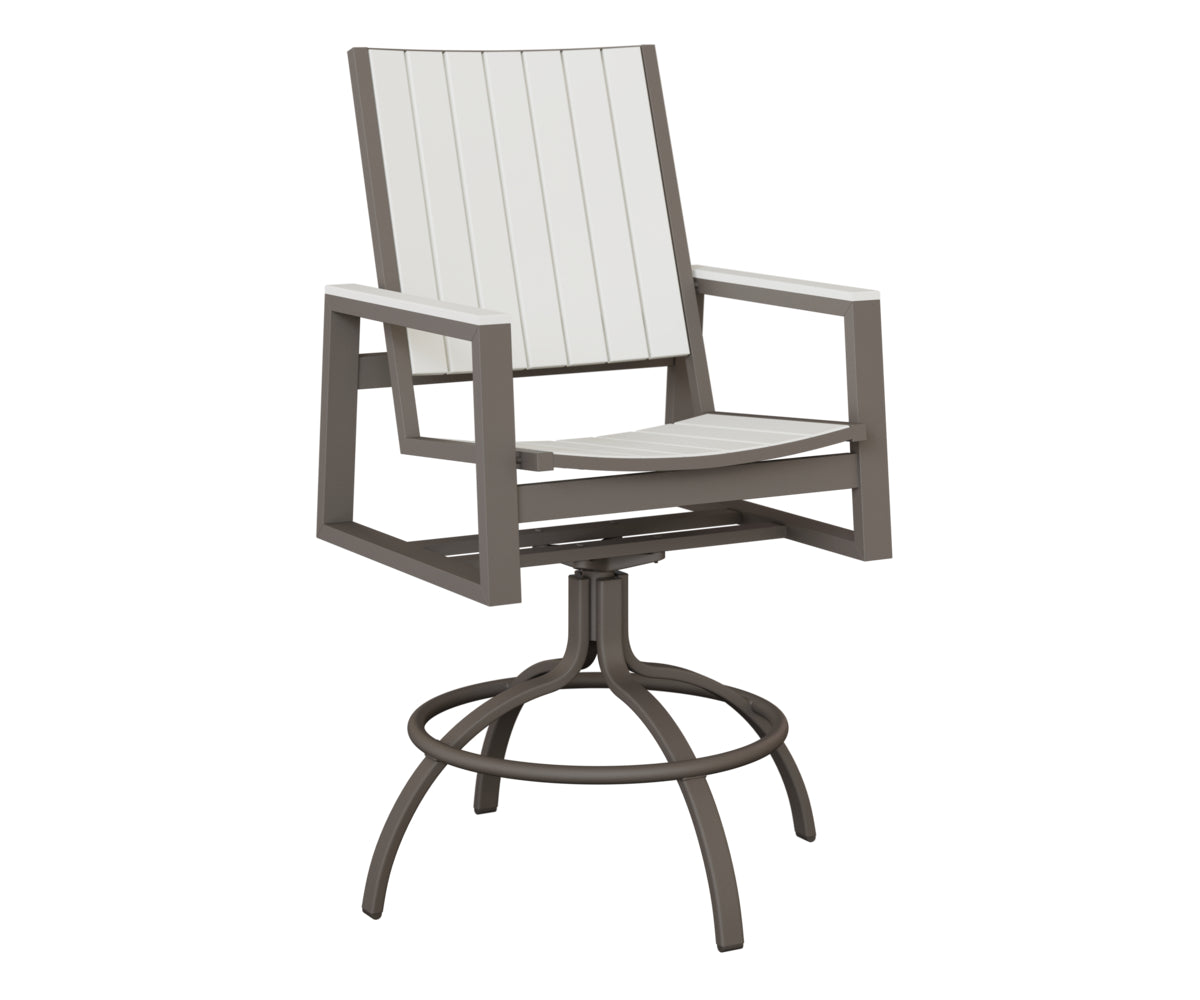 Berlin Gardens Vida Poly Swivel Bar Chair in Graphite, White slats