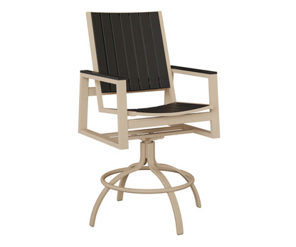 Berlin Gardens Vida Poly Swivel Bar Chair in Luna Multi, Black slats