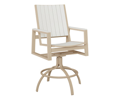 Berlin Gardens Vida Poly Swivel Bar Chair in Luna Multi, White slats