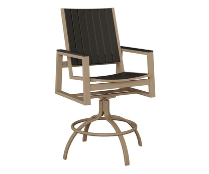 Berlin Gardens Vida Poly Swivel Bar Chair in Oak Wood Vein, Black slats