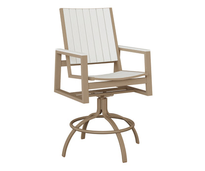 Berlin Gardens Vida Poly Swivel Bar Chair in Oak Wood Vein, White slats