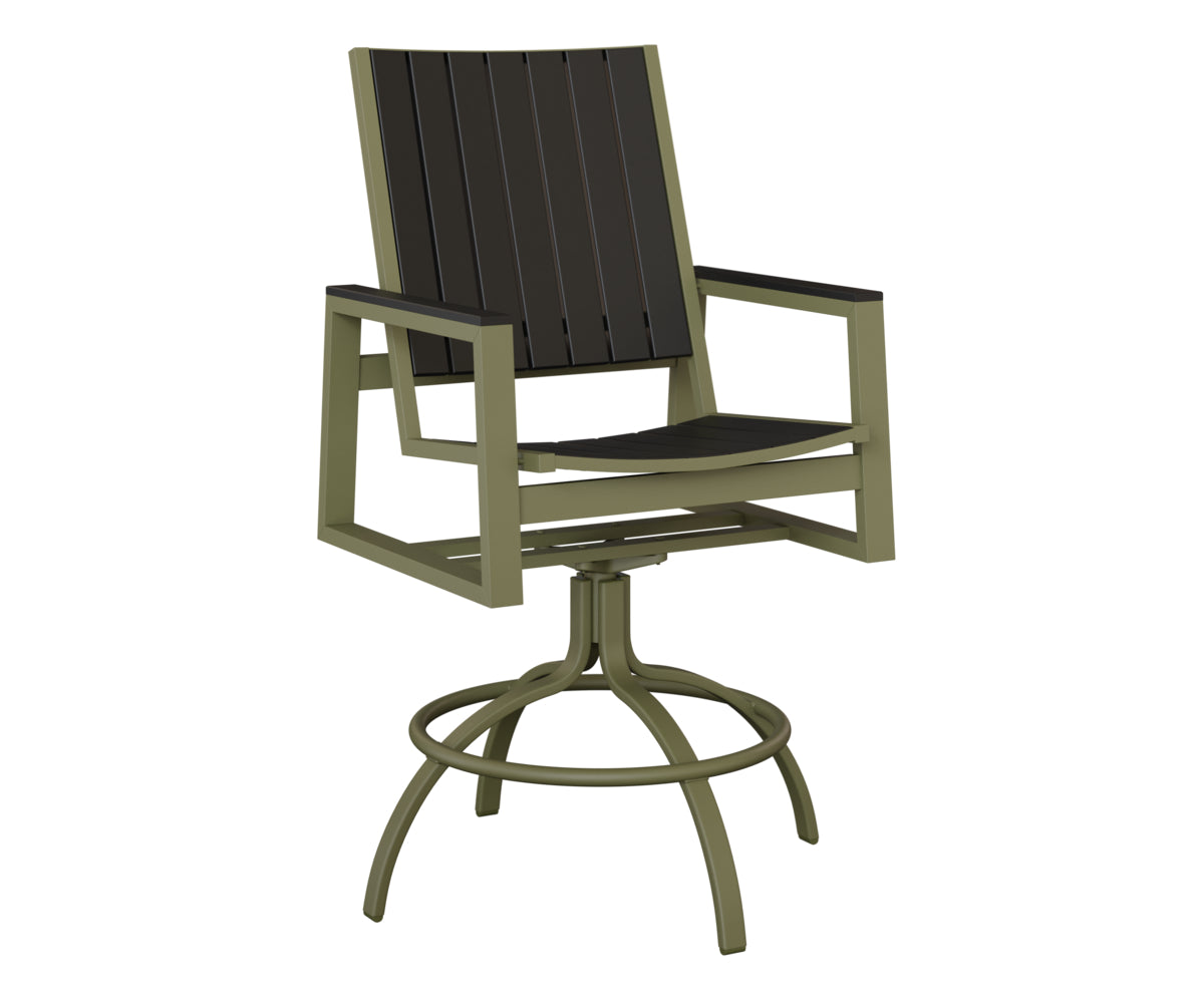 Berlin Gardens Vida Poly Swivel Bar Chair in Green Sage, Black slats