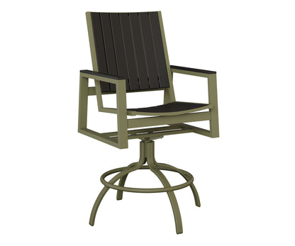 Berlin Gardens Vida Poly Swivel Bar Chair in Green Sage, Black slats