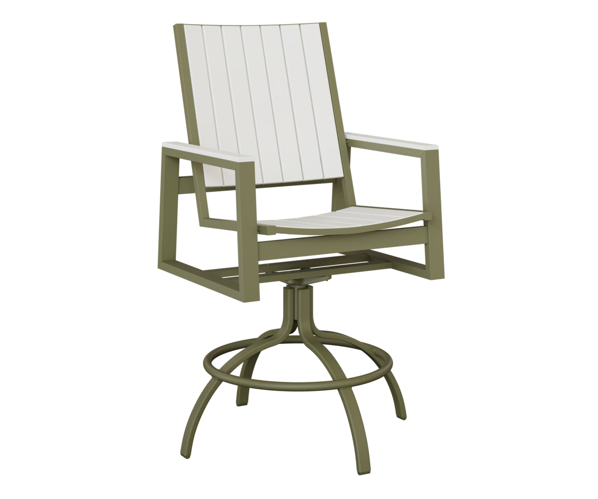 Berlin Gardens Vida Poly Swivel Bar Chair in Green Sage, White slats
