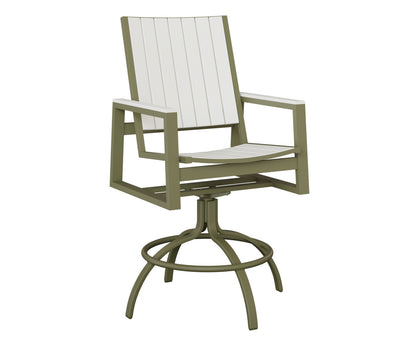 Berlin Gardens Vida Poly Swivel Bar Chair in Green Sage, White slats