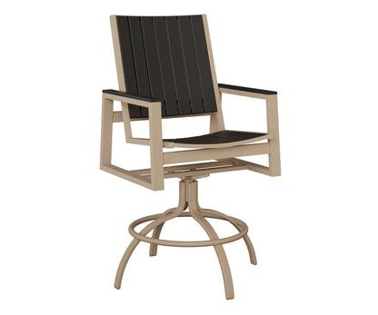 Berlin Gardens Vida Poly Swivel Bar Chair in Sahara Speckle, Black slats