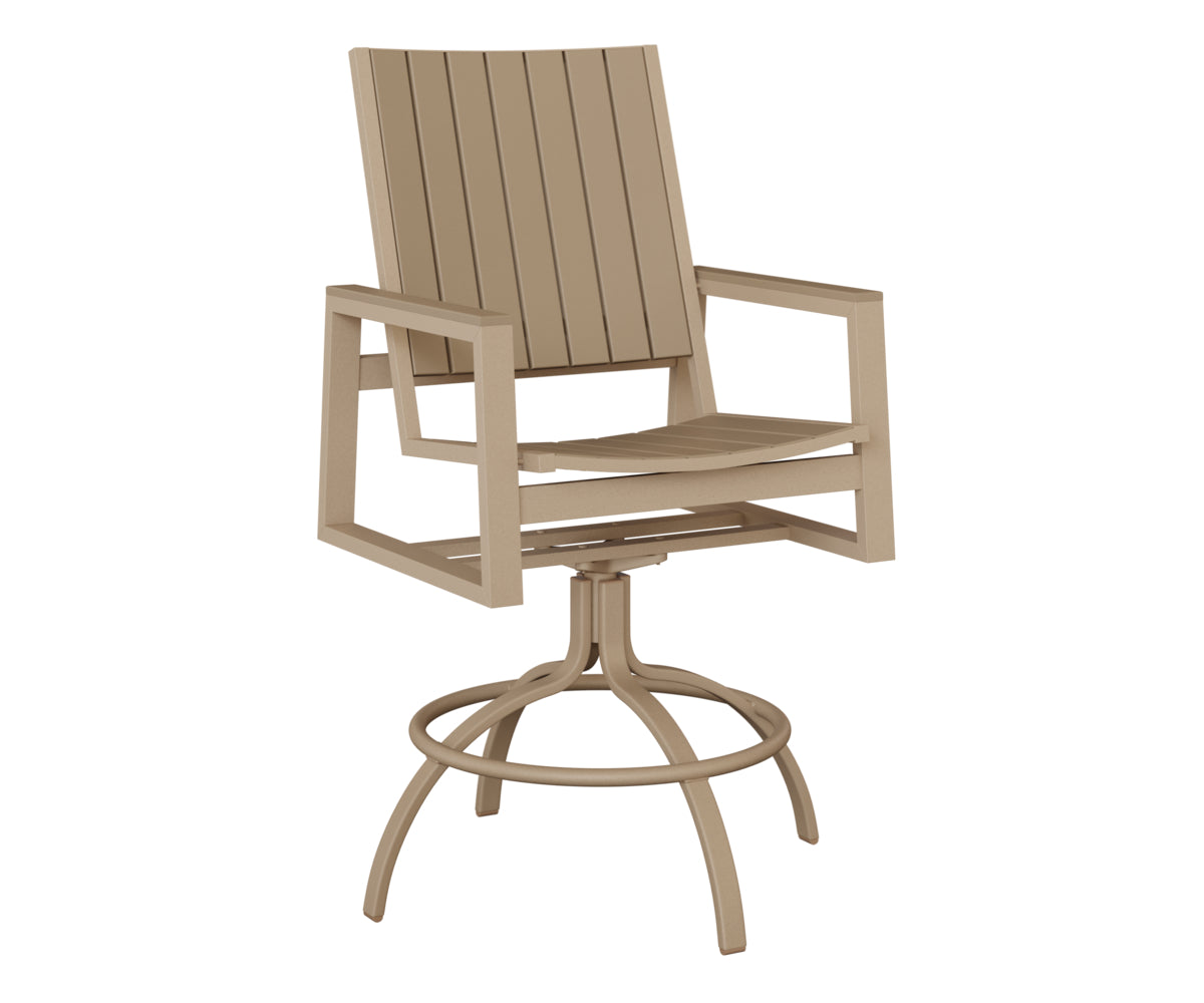 Berlin Gardens Vida Poly Swivel Bar Chair in Sahara Speckle, Weatherwood slats