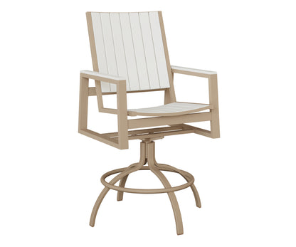 Berlin Gardens Vida Poly Swivel Bar Chair in Sahara Speckle, White slats