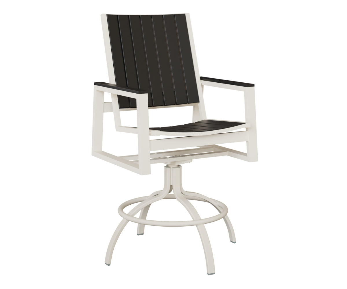 Berlin Gardens Vida Poly Swivel Bar Chair in White, Black slats