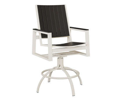 Berlin Gardens Vida Poly Swivel Bar Chair in White, Black slats