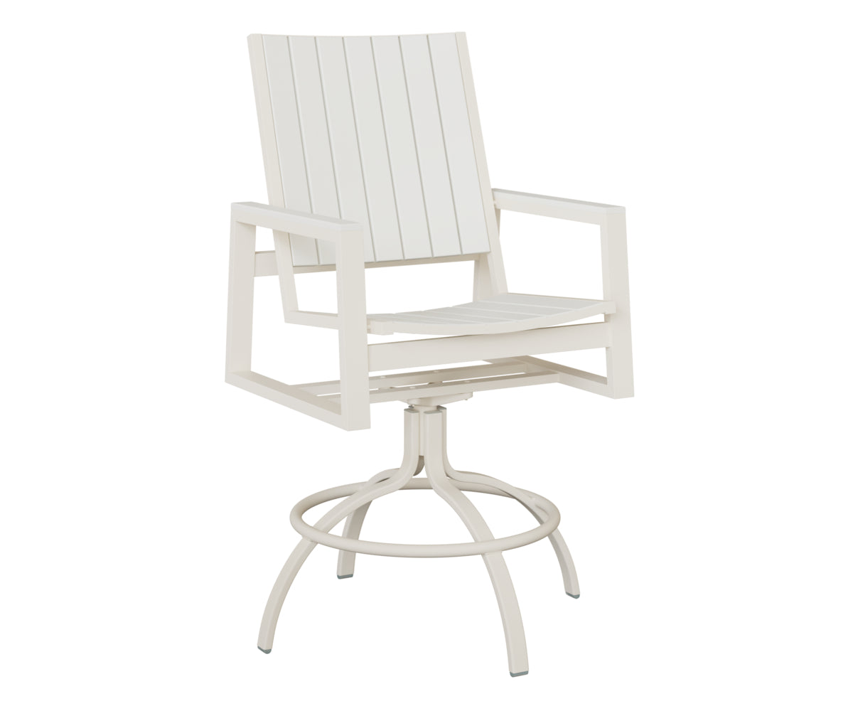Berlin Gardens Vida Poly Swivel Bar Chair in White, White slats