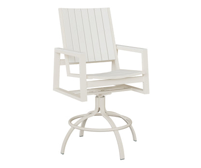 Berlin Gardens Vida Poly Swivel Bar Chair in White, White slats