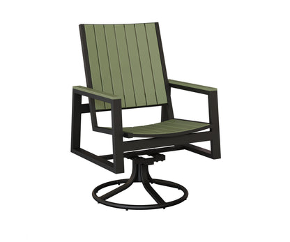Berlin Gardens Vida Poly Swivel Rocker Dining Chair in Black, Sage slats