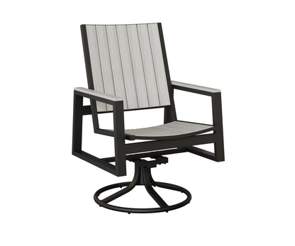 Berlin Gardens Vida Poly Swivel Rocker Dining Chair in Black, Seashell slats