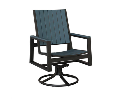 Berlin Gardens Vida Poly Swivel Rocker Dining Chair in Black, Slate slats