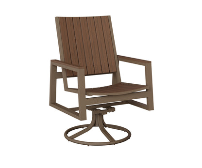 Berlin Gardens Vida Poly Swivel Rocker Dining Chair in Clay, Brazilian Walnut slats