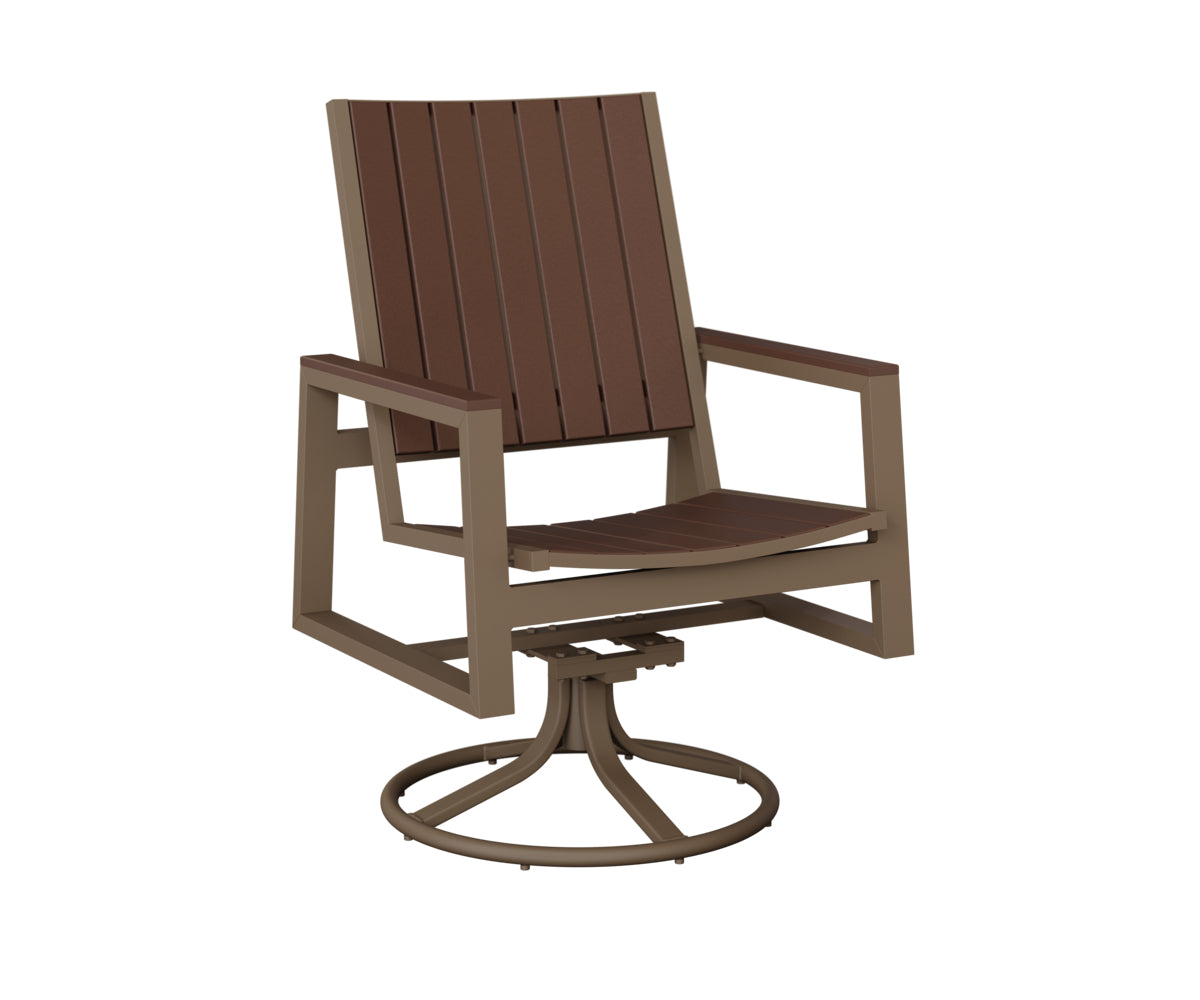 Berlin Gardens Vida Poly Swivel Rocker Dining Chair in Clay, Chocolate Brown slats