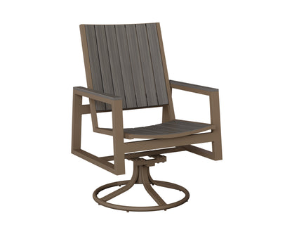 Berlin Gardens Vida Poly Swivel Rocker Dining Chair in Clay, Coastal Gray slats
