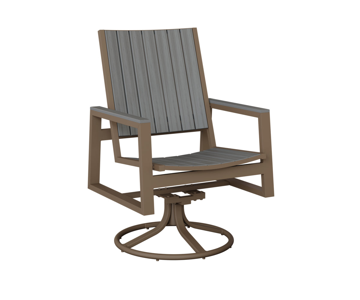 Berlin Gardens Vida Poly Swivel Rocker Dining Chair in Clay, Driftwood Gray slats