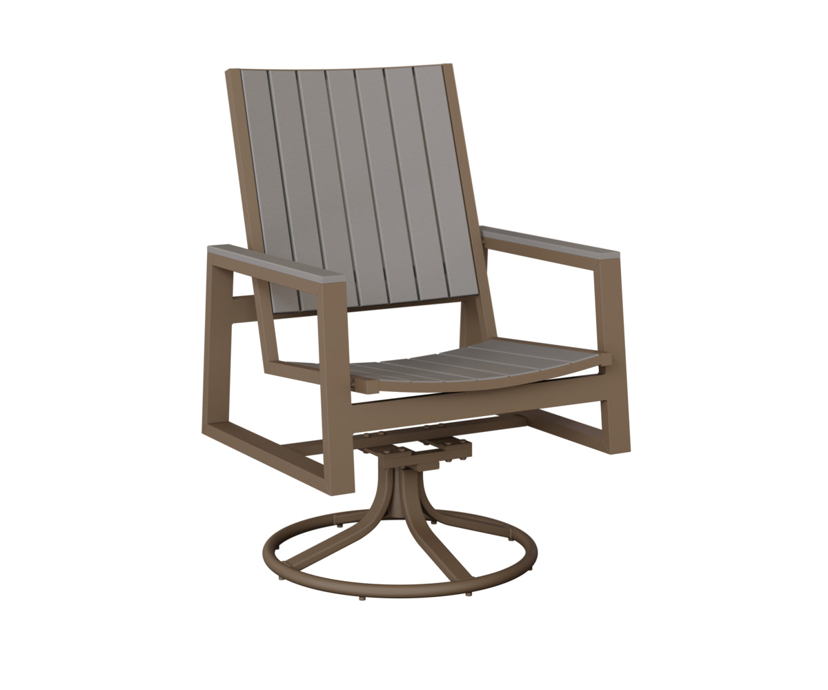 Berlin Gardens Vida Poly Swivel Rocker Dining Chair in Clay, Light Gray slats