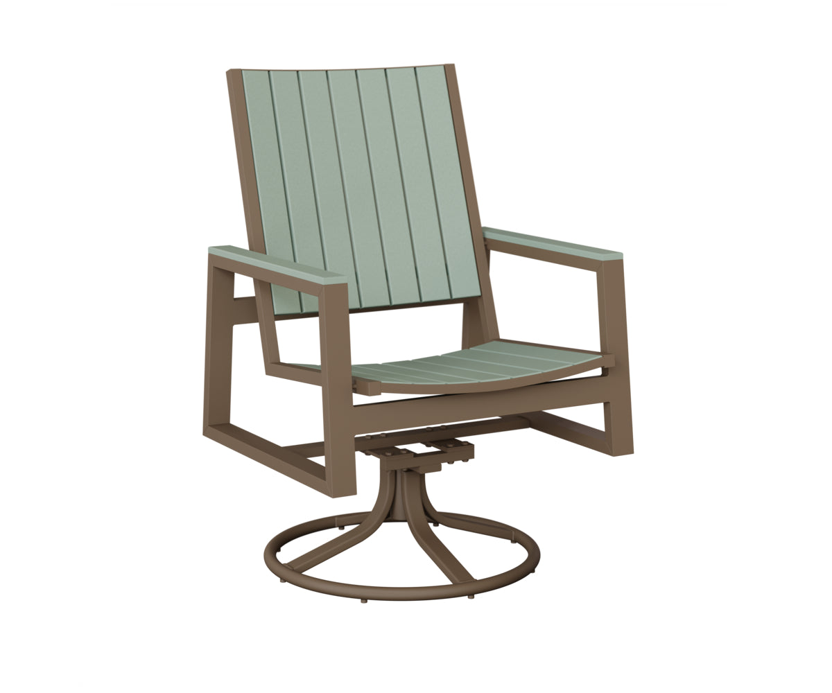 Berlin Gardens Vida Poly Swivel Rocker Dining Chair in Clay, Sea Foam slats
