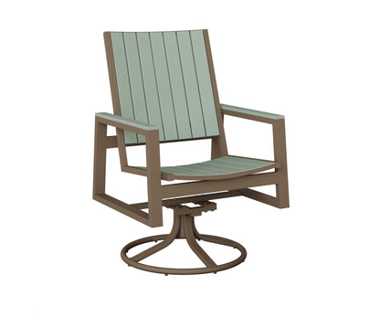 Berlin Gardens Vida Poly Swivel Rocker Dining Chair in Clay, Sea Foam slats