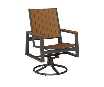 Berlin Gardens Vida Poly Swivel Rocker Dining Chair in Granite Speckle, Cedar slats