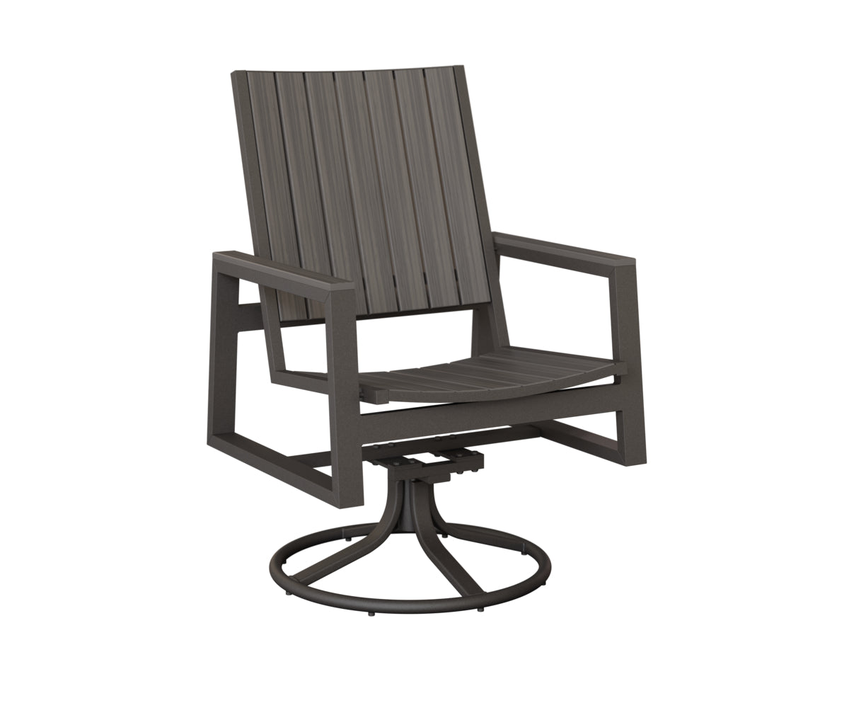 Berlin Gardens Vida Poly Swivel Rocker Dining Chair in Granite Speckle, Coastal Gray slats