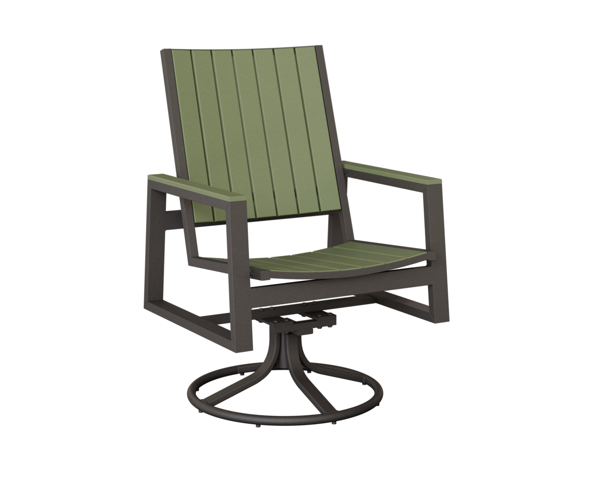 Berlin Gardens Vida Poly Swivel Rocker Dining Chair in Granite Speckle, Sage slats