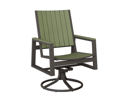 Berlin Gardens Vida Poly Swivel Rocker Dining Chair in Granite Speckle, Sage slats