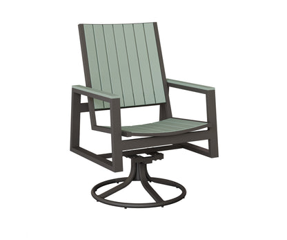 Berlin Gardens Vida Poly Swivel Rocker Dining Chair in Granite Speckle, Sea Foam slats