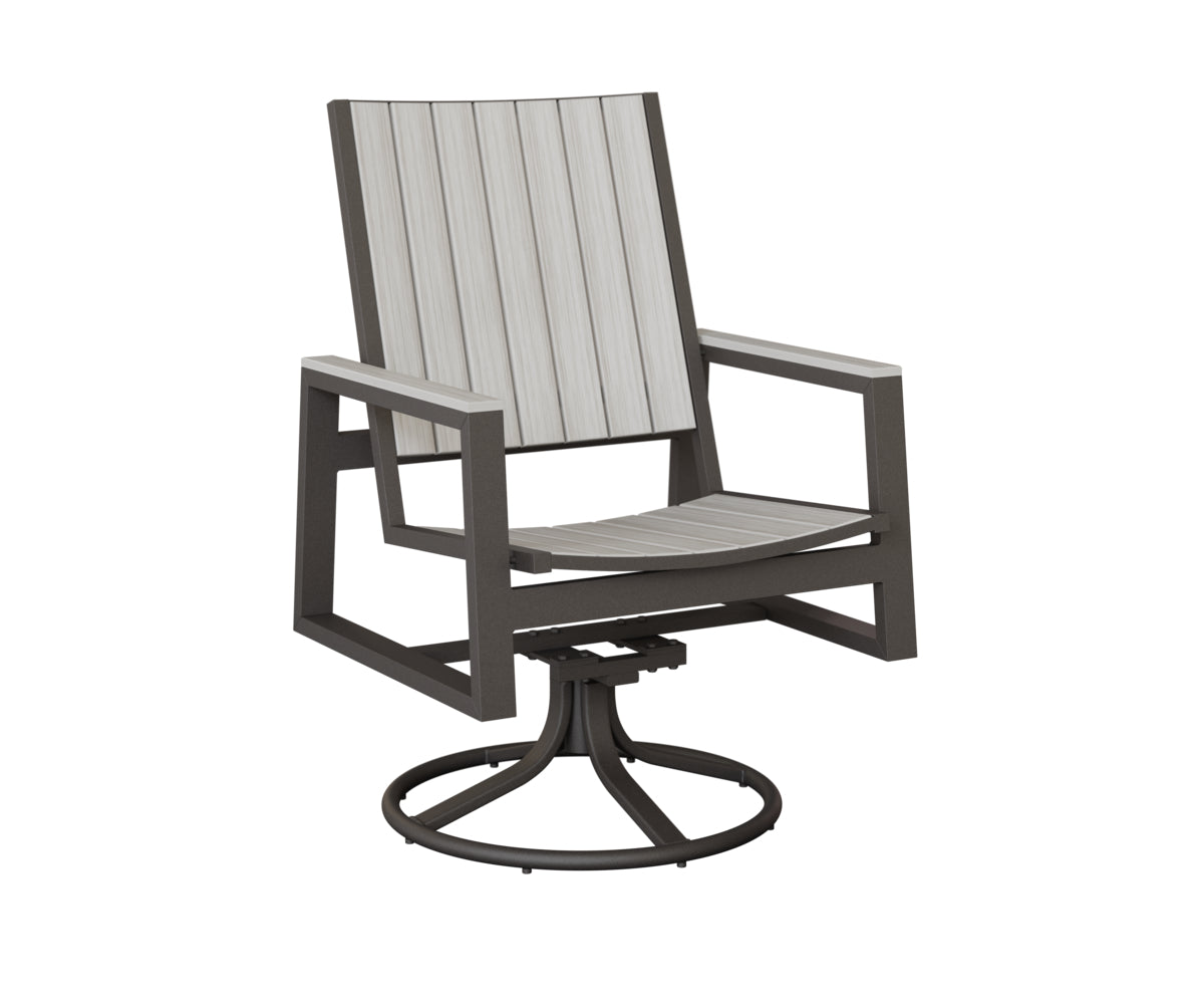 Berlin Gardens Vida Poly Swivel Rocker Dining Chair in Granite Speckle, Seashell slats