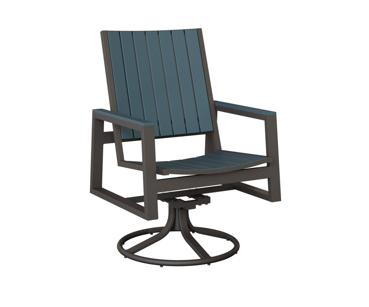Berlin Gardens Vida Poly Swivel Rocker Dining Chair in Granite Speckle, Slate slats