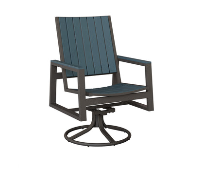 Berlin Gardens Vida Poly Swivel Rocker Dining Chair in Granite Speckle, Slate slats