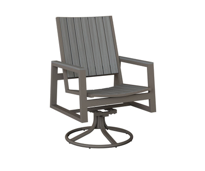 Berlin Gardens Vida Poly Swivel Rocker Dining Chair in Graphite, Driftwood Gray slats