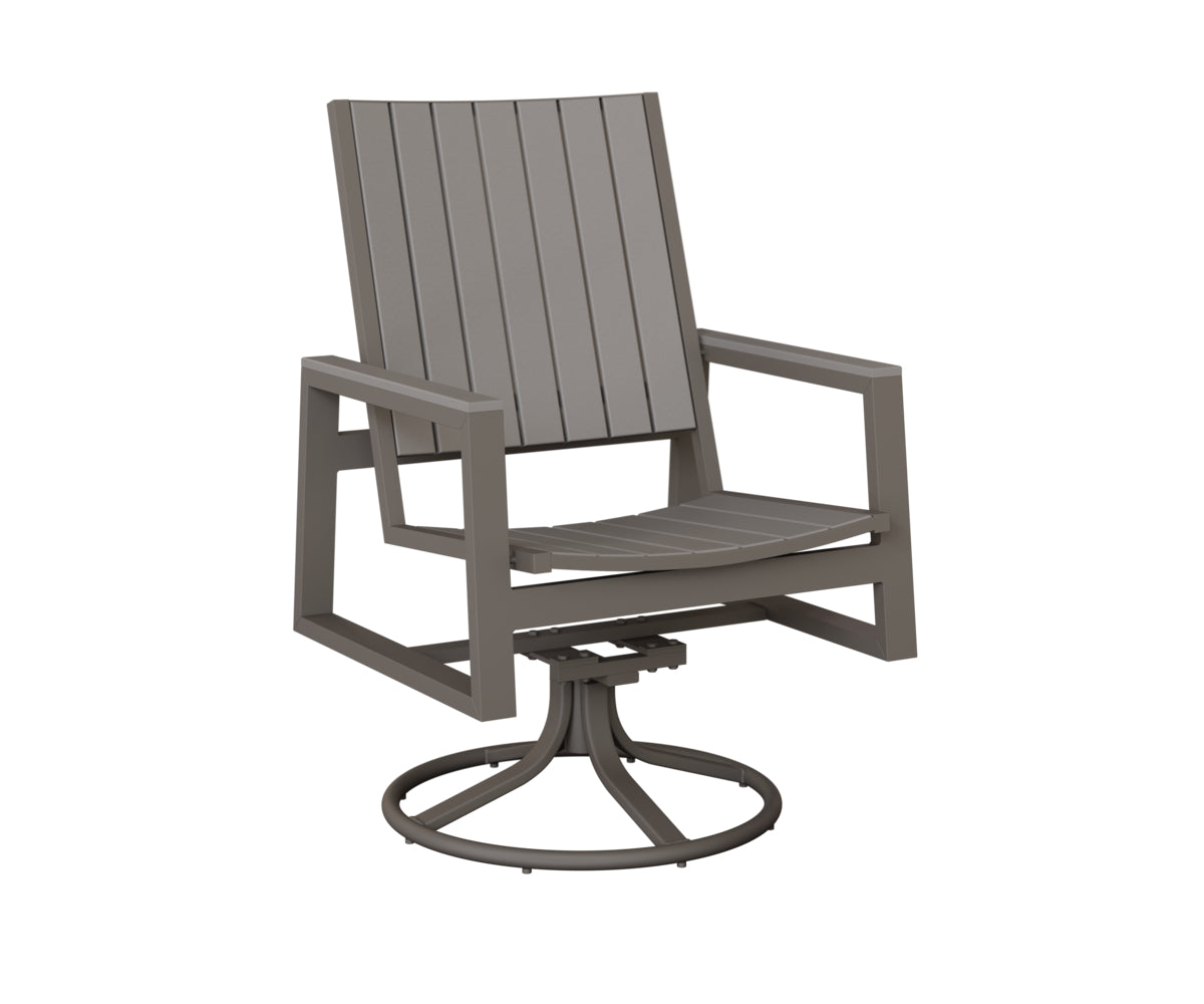 Berlin Gardens Vida Poly Swivel Rocker Dining Chair in Graphite, Light Gray slats