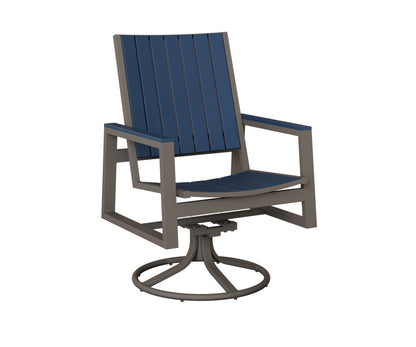 Berlin Gardens Vida Poly Swivel Rocker Dining Chair in Graphite, Navy Blue slats