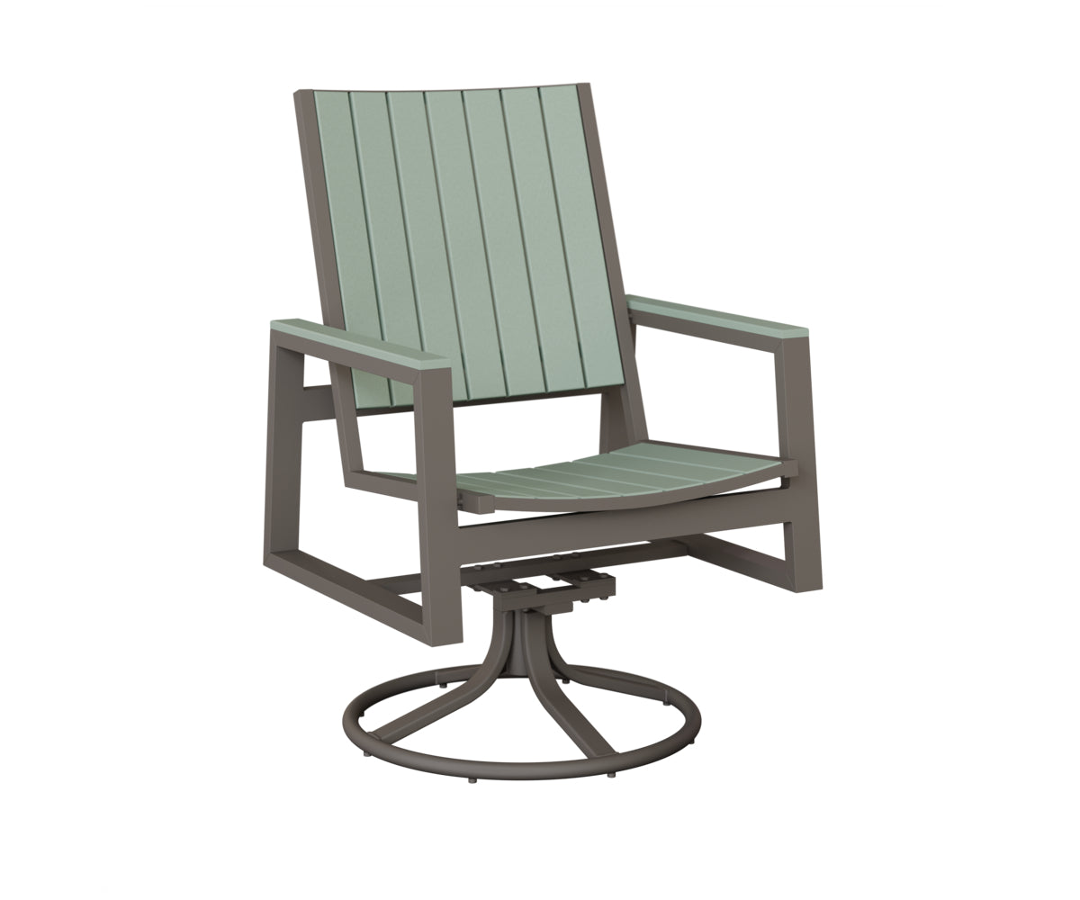 Berlin Gardens Vida Poly Swivel Rocker Dining Chair in Graphite, Sea Foam slats