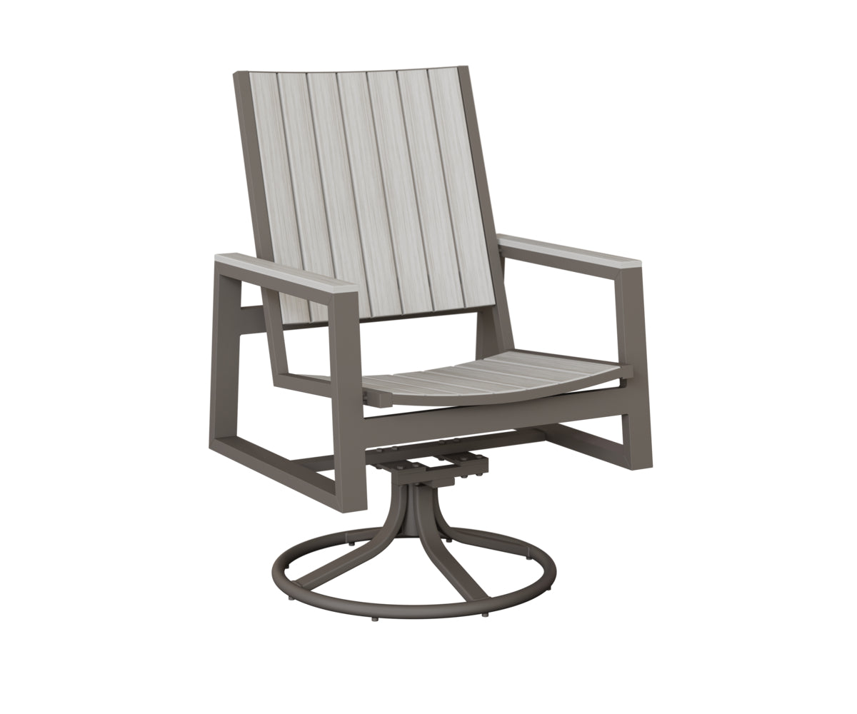 Berlin Gardens Vida Poly Swivel Rocker Dining Chair in Graphite, Seashell slats