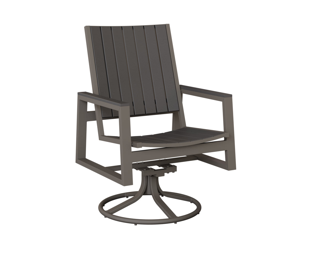 Berlin Gardens Vida Poly Swivel Rocker Dining Chair in Graphite, Smoke Gray slats