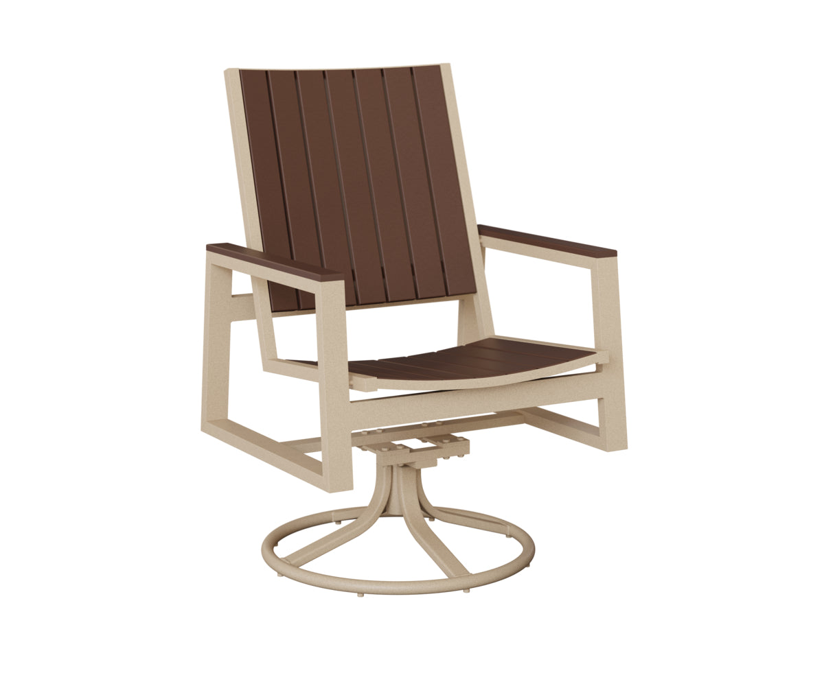 Berlin Gardens Vida Poly Swivel Rocker Dining Chair in Luna Multi, Chocolate Brown slats