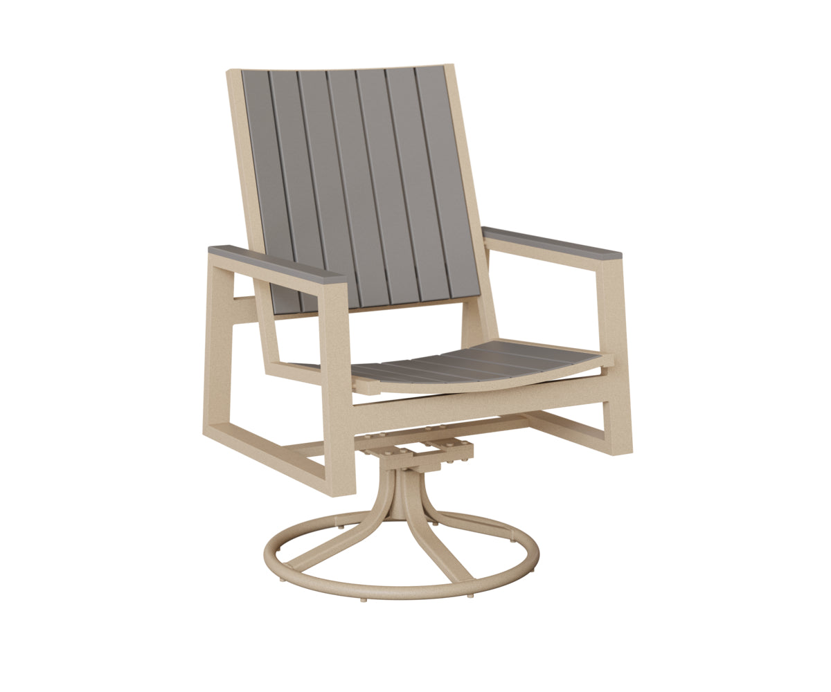 Berlin Gardens Vida Poly Swivel Rocker Dining Chair in Luna Multi, Light Gray slats