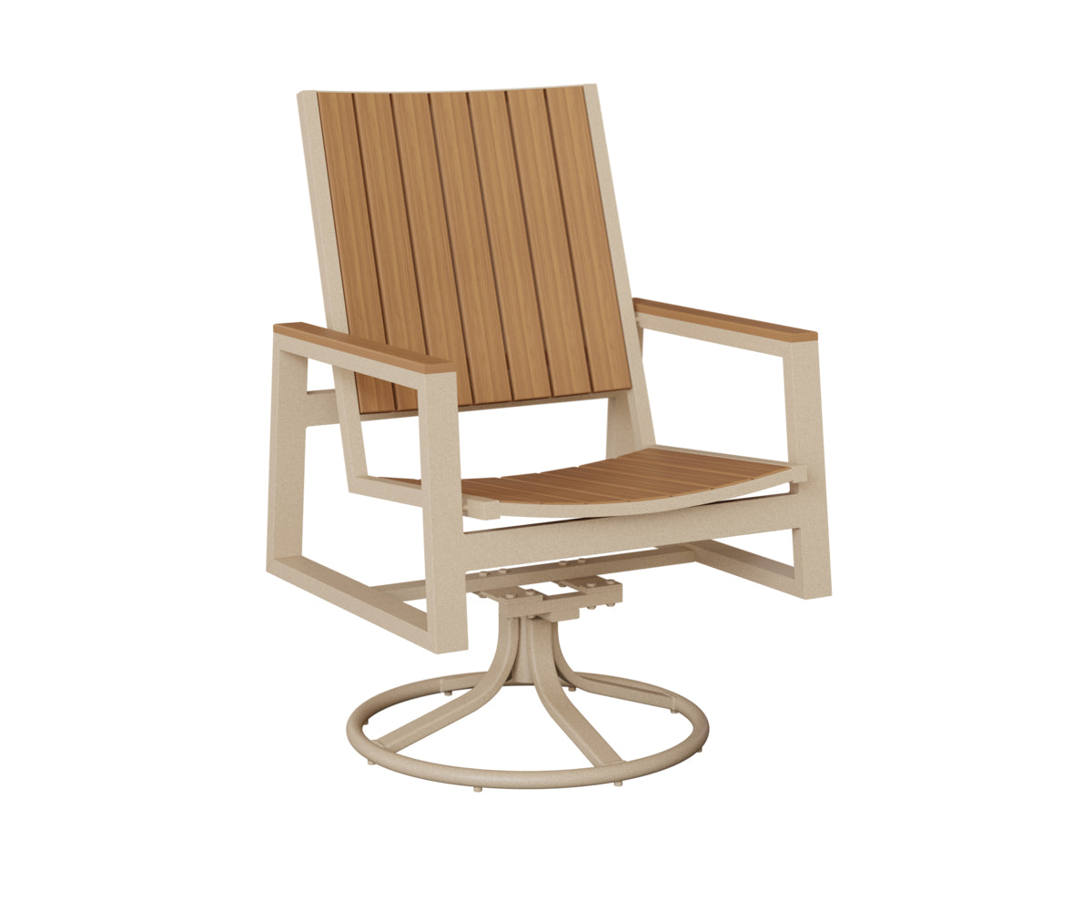 Berlin Gardens Vida Poly Swivel Rocker Dining Chair in Luna Multi, Natural Teak slats