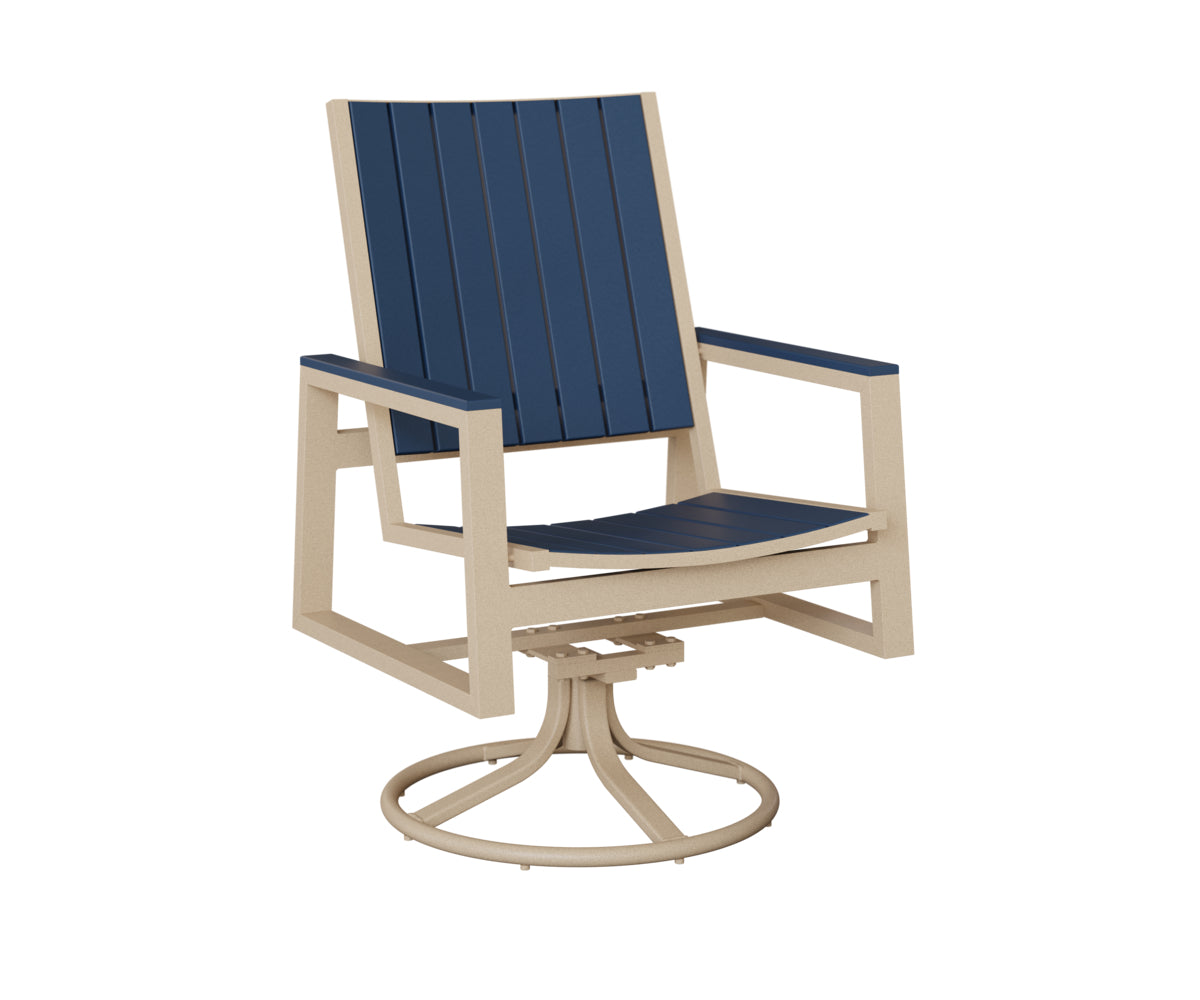 Berlin Gardens Vida Poly Swivel Rocker Dining Chair in Luna Multi, Navy Blue slats