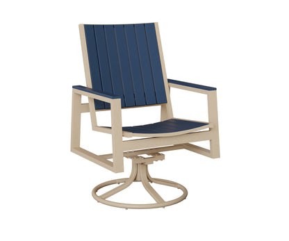 Berlin Gardens Vida Poly Swivel Rocker Dining Chair in Luna Multi, Navy Blue slats