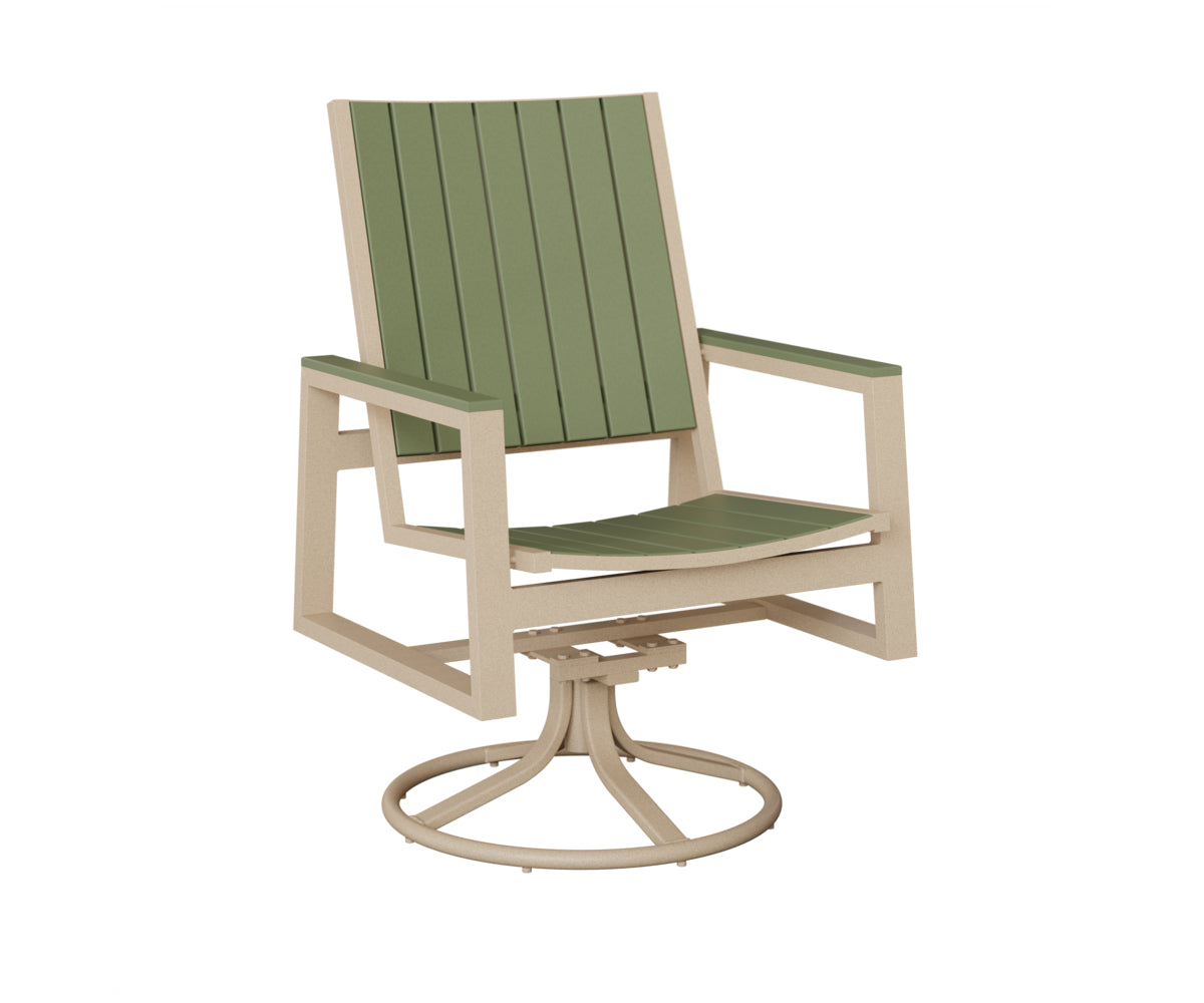 Berlin Gardens Vida Poly Swivel Rocker Dining Chair in Luna Multi, Sage slats