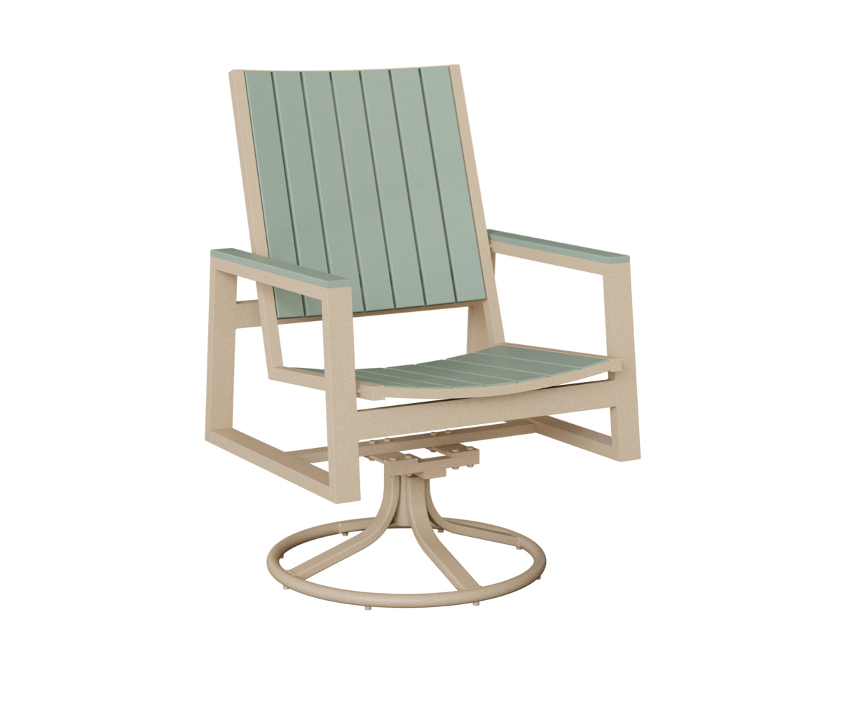 Berlin Gardens Vida Poly Swivel Rocker Dining Chair in Luna Multi, Sea Foam slats