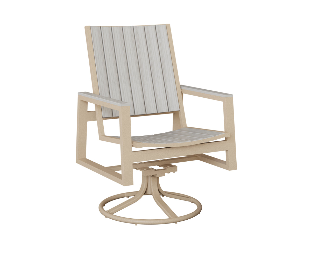 Berlin Gardens Vida Poly Swivel Rocker Dining Chair in Luna Multi, Seashell slats