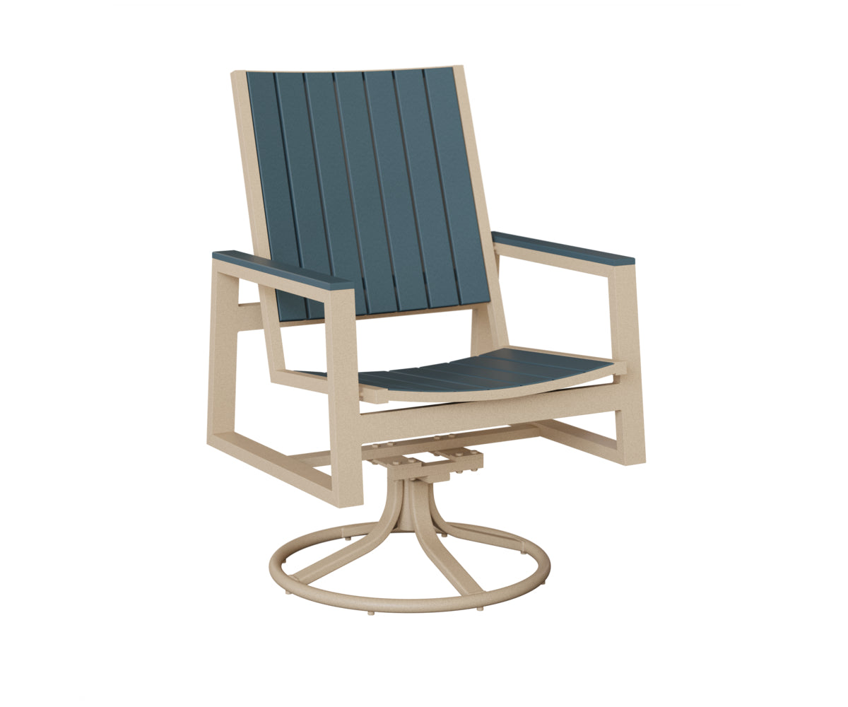 Berlin Gardens Vida Poly Swivel Rocker Dining Chair in Luna Multi, Slate slats